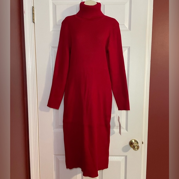 💥NWT💥 Nina Leonard Turtleneck Midi Sweater Dress - Picture 6 of 8